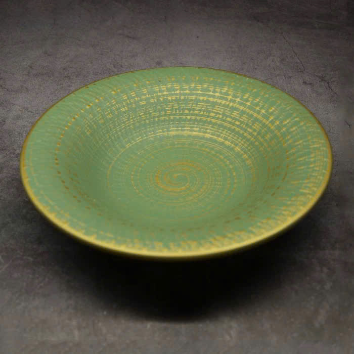 Green Gold 8-inch Embossed Soup Plate
